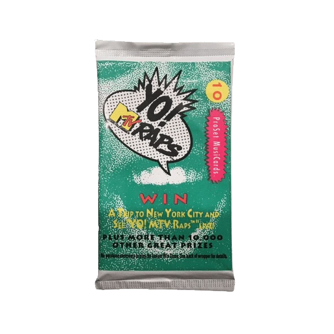 Pack of MTV Raps trading cards background