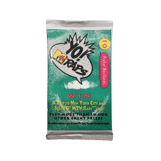 Pack of MTV Raps trading cards background