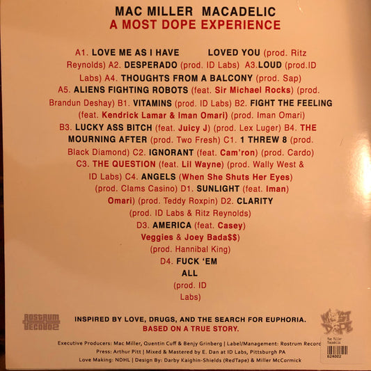 Mac Miller - Macadelic *BOOTLEG* (2LP, Unofficial, Mixtape, Clear, Very Good+(VG+))