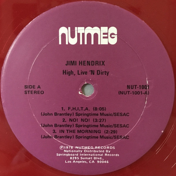 Jimi Hendrix - High, Live 'N Dirty (LP, Unofficial, Red, Very Good Plus (VG+))