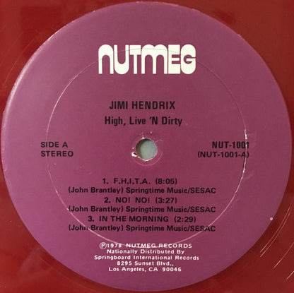Jimi Hendrix - High, Live 'N Dirty (LP, Unofficial, Red, Very Good Plus (VG+))