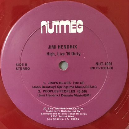 Jimi Hendrix - High, Live 'N Dirty (LP, Unofficial, Red, Very Good Plus (VG+))