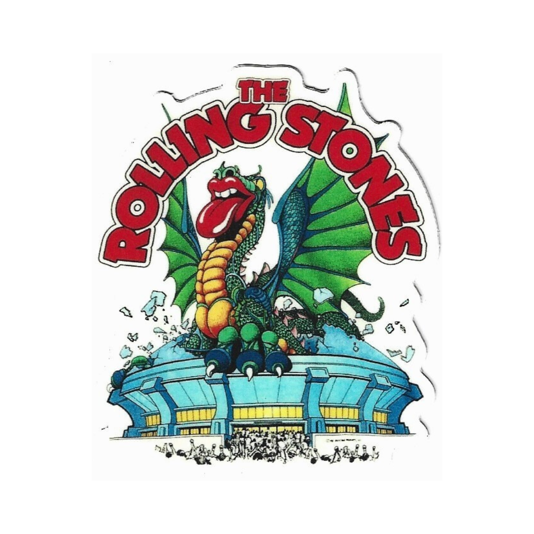 Logo of The Rolling Stones with a dragon design on a white background