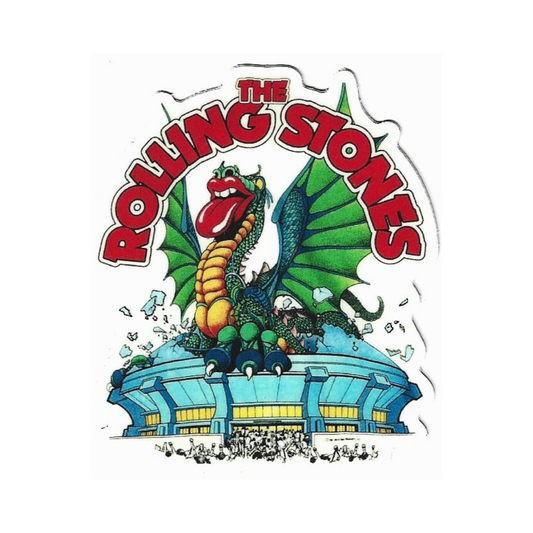 Logo of The Rolling Stones with a dragon design on a white background