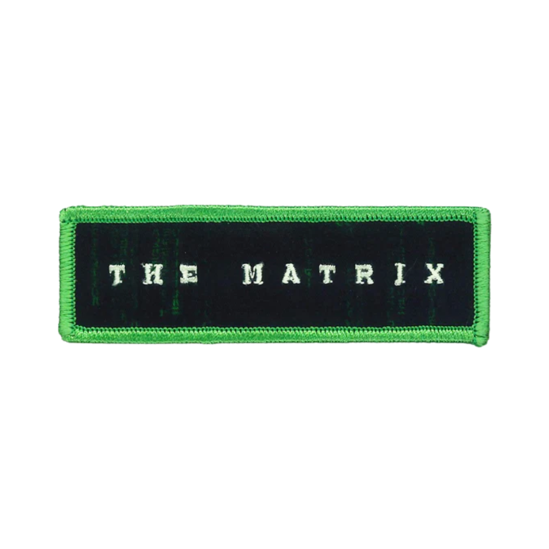 Embroidered patch with 'The Matrix' text on a green border