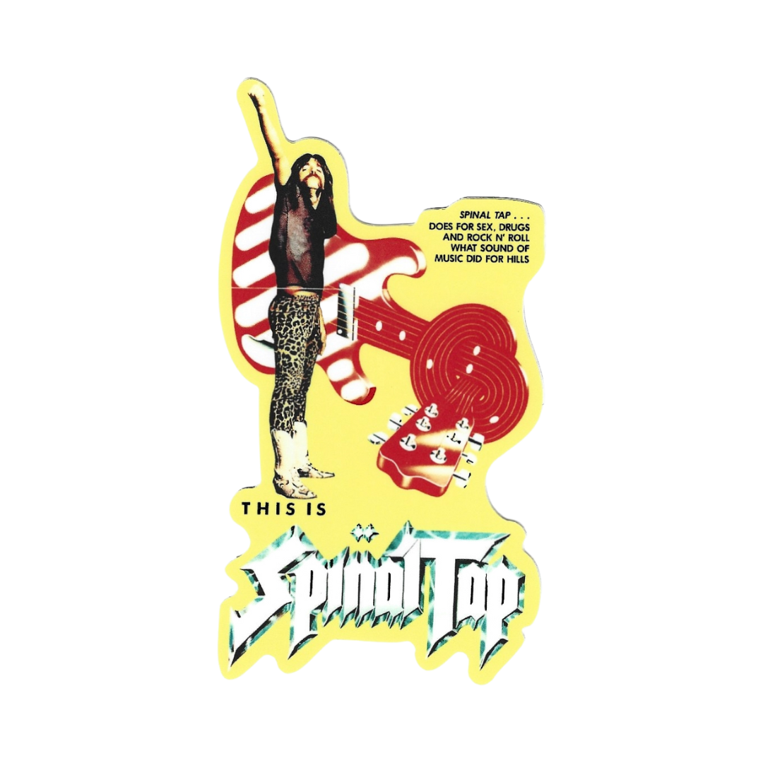 Sticker with a person in a leopard print outfit and text on a white background