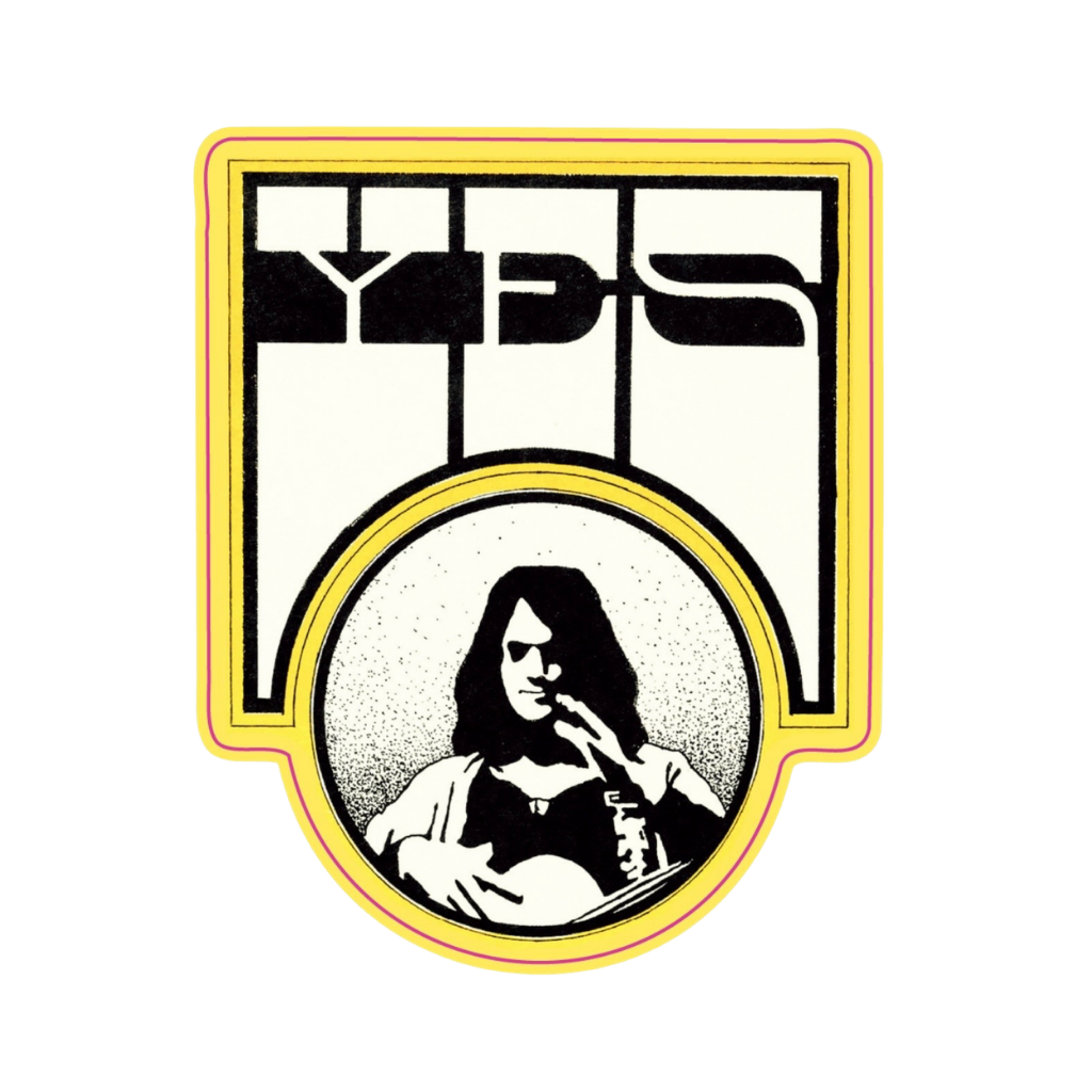 Logo with a stylized portrait of a person playing an instrument, surrounded by text and decorative elements.