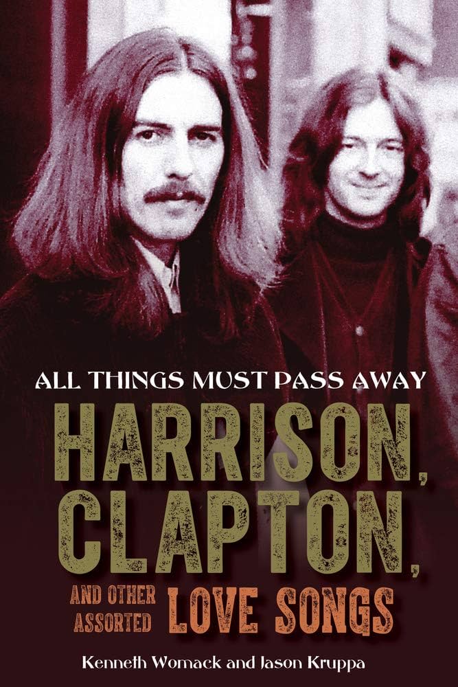 Book cover with two men and text about music and love songs