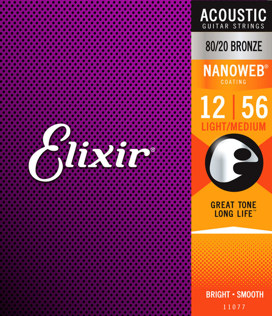 Elixir Acoustic 80/20 Bronze Nanoweb 12/56 Strings