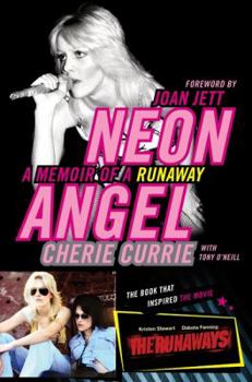 Book cover of 'Neon Angel: A Memoir of a Runaway' with a photo of Joan Jett and other images.