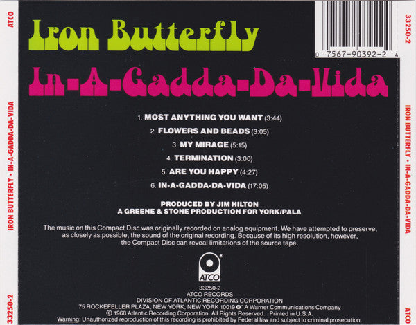 Iron Butterfly : In-A-Gadda-Da-Vida (CD, Album, RE, SRC)