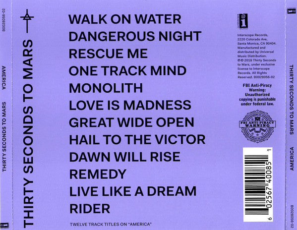 30 Seconds To Mars : America (CD, Album)
