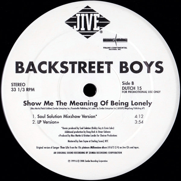 Backstreet Boys : Show Me The Meaning Of Being Lonely (2x12", Promo)