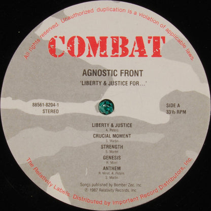 Agnostic Front : Liberty & Justice For... (LP, Album)