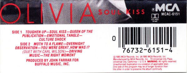 Olivia* : Soul Kiss (Cass, Album)