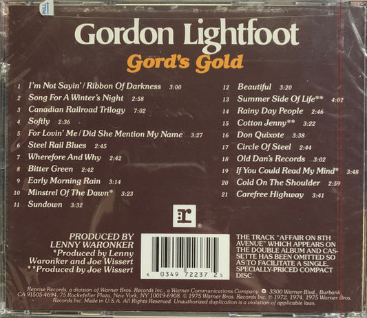 Gordon Lightfoot : Gord's Gold (CD, Comp, RE)