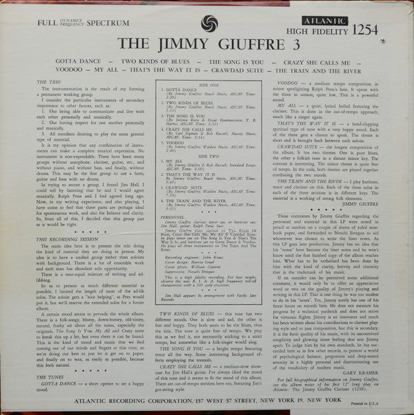 The Jimmy Giuffre 3* : The Jimmy Giuffre 3 (LP, Album, Mono, RE)