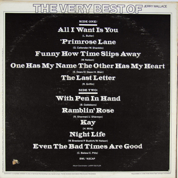 Jerry Wallace : The Very Best Of Jerry Wallace (LP, Comp, RE)