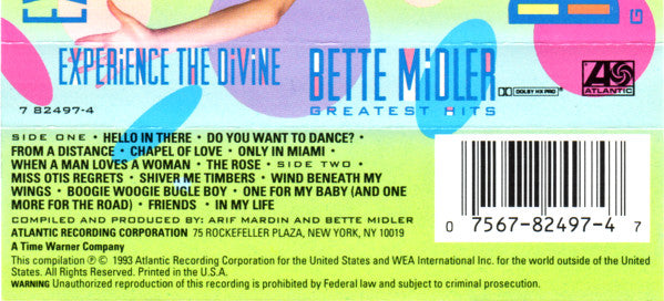 Bette Midler : Experience The Divine (Greatest Hits) (Cass, Comp)
