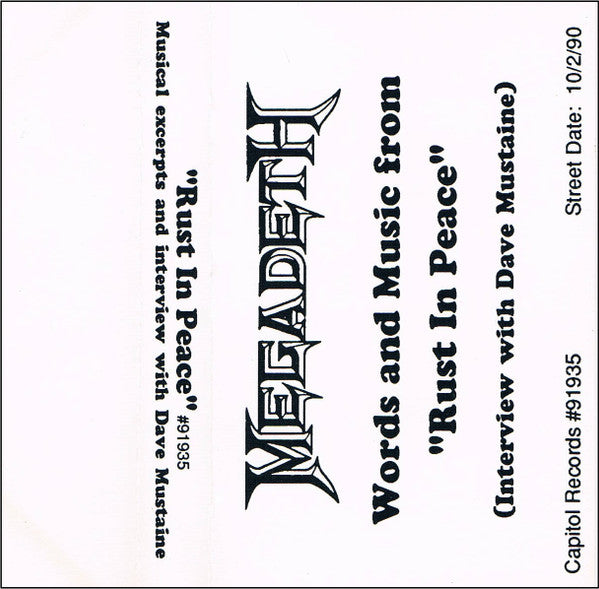 Megadeth : Words And Music From "Rust In Peace" (Interview With Dave Mustaine) (Cass, Promo)