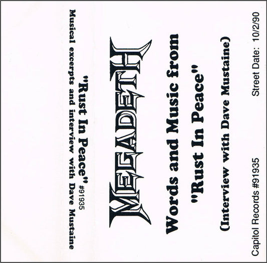 Megadeth : Words And Music From "Rust In Peace" (Interview With Dave Mustaine) (Cass, Promo)