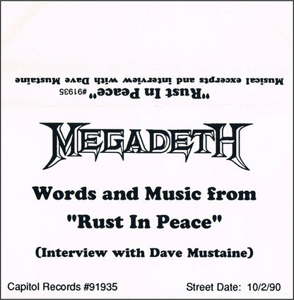 Megadeth : Words And Music From "Rust In Peace" (Interview With Dave Mustaine) (Cass, Promo)