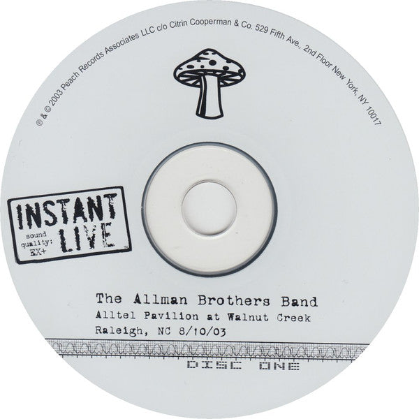 The Allman Brothers Band : Alltel Pavilion At Walnut Creek Raleigh, NC 8/10/03 (3xCD, Album)
