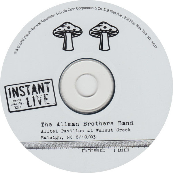 The Allman Brothers Band : Alltel Pavilion At Walnut Creek Raleigh, NC 8/10/03 (3xCD, Album)