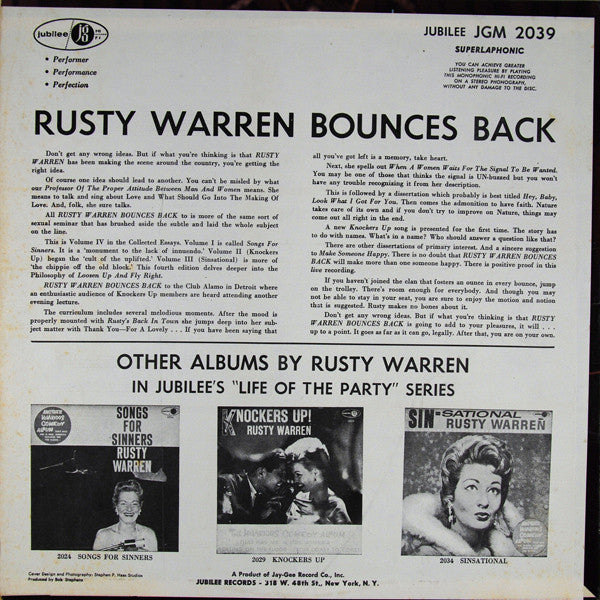 Rusty Warren : Rusty Warren Bounces Back (LP)