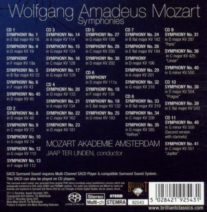 Wolfgang Amadeus Mozart, Mozart Akademie Amsterdam, Jaap ter Linden : Symphonies (11xSACD, Hybrid + Box)