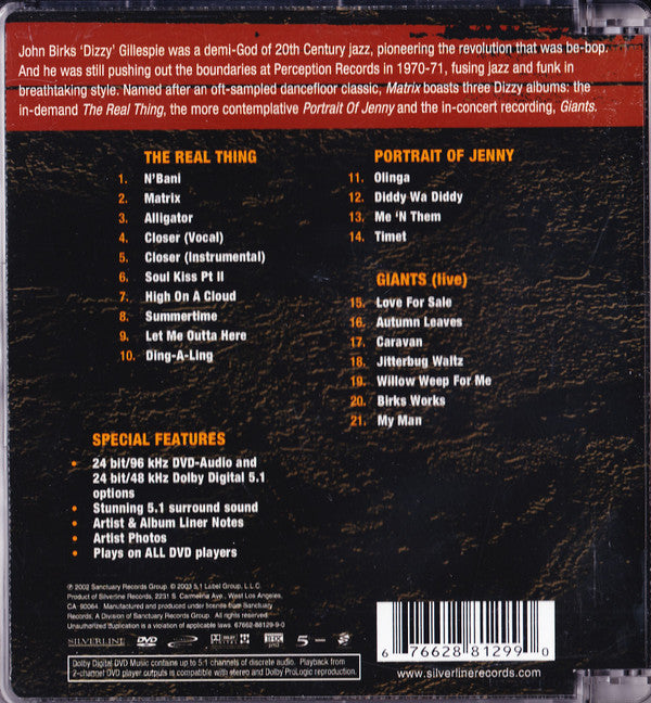 Dizzy Gillespie : Matrix (The Perception Sessions) (DVD-A, Album, Comp)